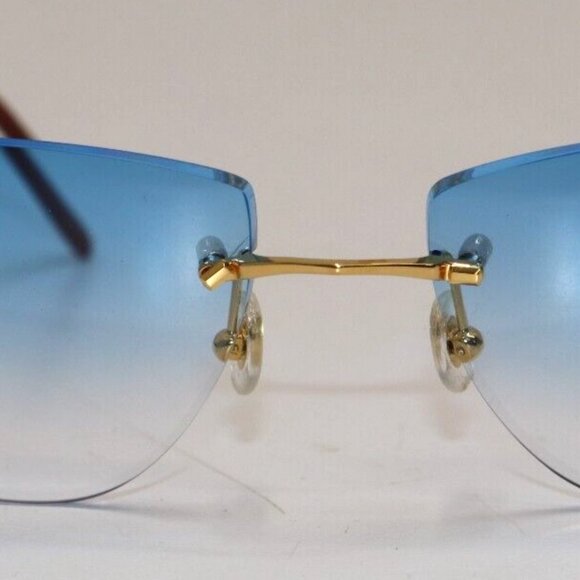Cartier Big C decor gold sunglasses with blue gradient tinted lens - Picture 11 of 11